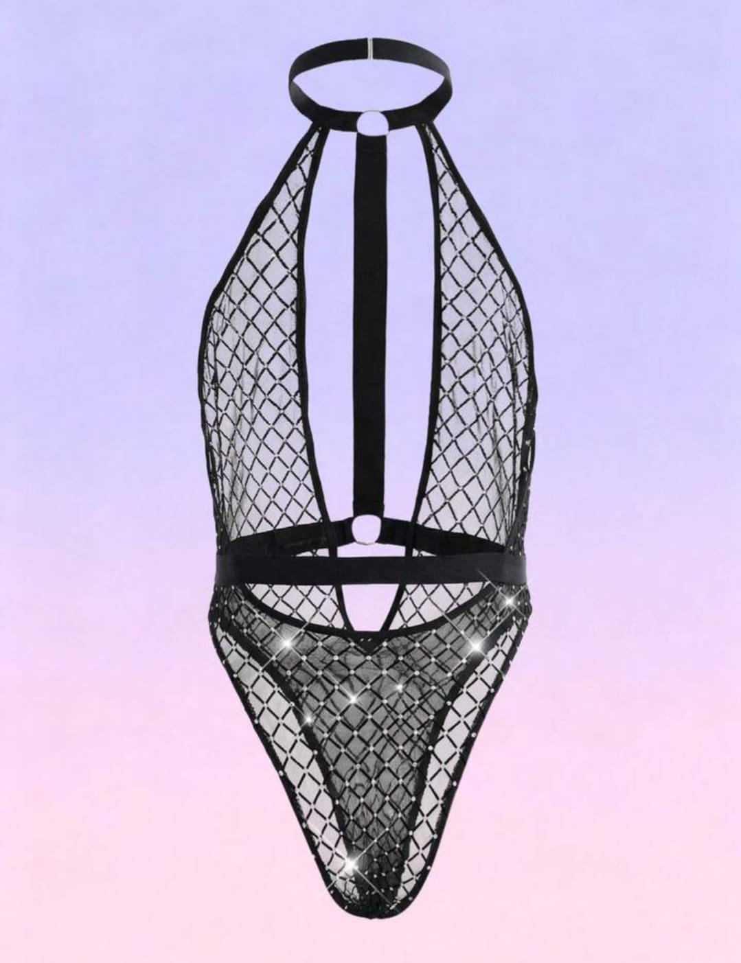 Midnight Crystal Mesh Bodysuit